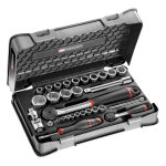 Coffret douilles 1 / 4'' - 1 / 2'' 6 pans mtriques 30 pices - facom - rs. 161 - 1pb