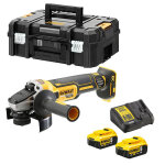 Meuleuse xr 18 v 125 mm + 2 batteries 5 ah + chargeur + coffret t - stak dewalt dcg405p2 - qw