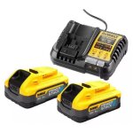 Pack 2 batteries 18 v powerstack xr 5 ah li - ion + chargeur dewalt dcb1104h2 - qw