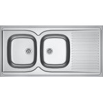 Evier 2 cuves inox avec gouttoir man721 - 1200 1200 x 600 cm  poser franke 010372