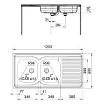 Evier 2 cuves inox avec gouttoir man721 - 1200 1200x600cm  poser - franke - 010372