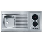 Evier monocuve inox plan ocean 1200x600 domino 2 feux �lectriques avec �gouttoir franke 901437