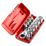 Coffret douilles 1 / 4'' hexagonales 6 pans m�triques + cliquet 11 mm facom rxpicopb