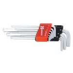 Jeu de 9 clés mâles 6 pans tête sphérique chromées - hanger - 250111 Jeu de 9 clés mâles 6 pans tête sphérique chromées - hanger - 250111