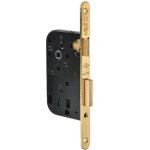 Serrure � larder multibat � p�ne dormant et demi tour axe 50 mm finition laiton � bout rond r�versible ...