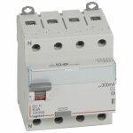 Interrupteur diff�rentiel dx� - id arriv�e haute et d�part bas � vis 4p 400 v type ac 4 modules 300 ma ...