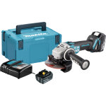 Meuleuse d'angle 18 v 125 mm + 2 batteries 5 ah + chargeur + coffret makpac makita dga506rtj