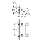 Mlangeur de douche costa l entraxe 150 mm bicommande - grohe - 26330001