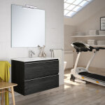 Meuble de salle de bain 70 cm simple vasque 2 tiroirs balea ebony (bois noir) cosyneo ingbalea70ebo ebony ...