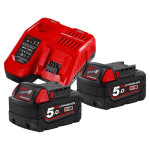 Pack de batteries 18 v m18 nrg - 502 2 x 5 ah + chargeur milwaukee 4933459217