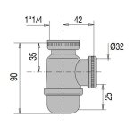 Mini siphon de lavabo sortie d32 laiton nickel mat - valentin - 00 150300 008 00
