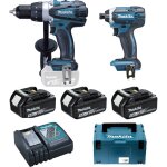 Pack 18v perceuse visseuse ddf458 + visseuse  chocs dtd152 + 3 batteries 5ah + chargeur + coffret makpac ...
