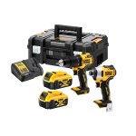 Pack de 2 outils 18v (dcd709 / dcf809) + 2 batteries 4ah + chargeur en coffret dt70708 t - stak dewalt ...