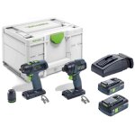 Pack de 2 outils 18v tid 18 hpc 4, 0 i - set t18 + 2 batteries 4ah + chargeur + coffret systainer - festool ...