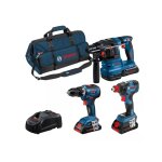 Pack 3 machine 18v (gsr55 - gbh22 - gdx200) + 3 batteries + chargeur rapide + sac - bosch - 0615a5003b ...