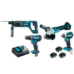 Pack 4 outils 18 v (dga504 + ddf482 + dhr241 + dtd153) + 3 batteries 5 ah + chargeur makita dlx4080tx1 ...