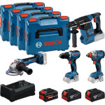 Pack 4 outils 18v (gsr65 + gdx285 + gbh26 + gws11) + 3 batteries (2x5ah + 1x5, 5gba) + chargeur en coffret ...