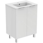 Pack meuble + lavabo ulysse + 2 portes 60 cm blanc brillant porcher p0279wg blanc