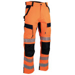 Pantalon haute - visibilit� ultrason ej78 + 5 stretch orange fluo / bleu fonc� t44 lma lebeurre 1909 ...
