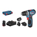 Perceuse - visseuse 12v gsr 12v - 15 fc + 2 batteries 2ah + chargeur rapide + coffret l - boxx - bosch ...
