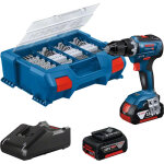Perceuse - visseuse 18v gsr18v - 55 + 2 batteries 5ah + chargeur + l - case pick & click - bosch - 06019h520b ...