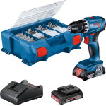 Perceuse - visseuse 18v gsr 18v - 45 avec accessoires + 2 batteries 2ah + chargeur + coffret l - case ...