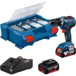 Perceuse visseuse 18v gsr 18v - 55 + 2 batteries 4ah + chargeur + coffret l - case pick & click - bosch ...