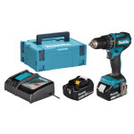 Perceuse - visseuse  percussion 18v + 2 batteries 3ah + chargeur rapide + coffret makpac - makita - ...
