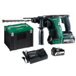 Perforateur sds plus 18v 2, 6j + 2 batteries 5ah + chargeur + coffret hitcase - hikoki - dh1826dawpz