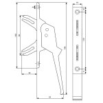 Poignée de crémone 520 aluminium à double fourche + barillet mv - argenta - 520199 Poignée de crémone 520 aluminium à double fourche + barillet mv - argenta - 520199