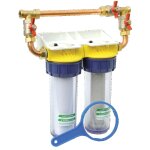 Double filtre 3 / 4'' bypass anti - calcaire avec querre et cartouche polar fd34cbp