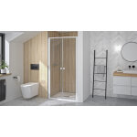 Porte de douche supra 2p pivotante 80 cm profil� blanc verre transparent kinedo pa1530btn blanc