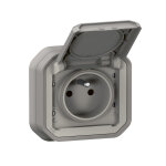 Prise de courant 2p + t plexo 16a 250v pour fixation en encastré gris - legrand - 069831l Prise de courant 2p + t plexo 16a 250v pour fixation en encastré gris - legrand - 069831l