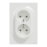 Prise de courant odace 2p + t double blanc � griffes sp�cial r�novation schneider electric s521089