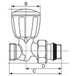 Robinet de radiateur droit 1 / 2 d16 - giacomini - r432x033
