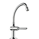 Robinet temporis� tempostop pilier � bec col de cygne � levier l 150 mm delabie 737152