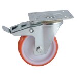 Roulette d160mm polyurthane rouge platine pivotante avec frein - avl - 504845o