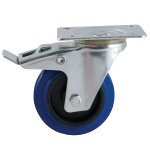 Roulette d200mm caoutchouc bleu platine pivotante  frein - avl - 527846o