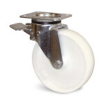 Roulette polyamide blanc � platine pivotante avec frein diam�tre 100 mm guitel hervieu 74945