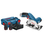 Scie circulaire 12v gks 12v - 26 + 2 batteries 3 ah + chargeur + coffret l - boxx - bosch - 06016a100y ...