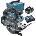 Scie circulaire  mtaux 18v + 2 batteries 5ah + chargeur + coffret makpac - makita - dcs553rtj