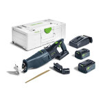 Scie sabre 18 v rsc 18 5, 0 eb - plus + 2 batteries 5 ah + chargeur rapide + coffret systainer 3 festool ...