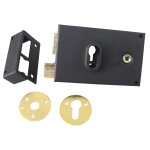 Serrure grille profil europen horizontale fouillot poxy noir gauche jpm 314500 - 01 - 21