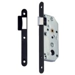 Serrure  larder d452 bec de cane axe 50 mm bout rond finition noir avec gche vachette 16093000