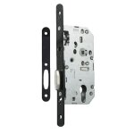 Serrure � larder d454 cl� i axe 50 mm bout rond finition noir avec g�che vachette 22694000