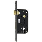 Serrure  larder multibat  profil europen axe 50 mm finition noir  bout rond sans gche rversible ...