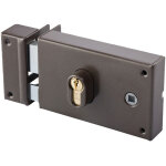 Serrure monopoint en applique coffre horizontale � fouillot profil europ�en marron gauche vachette 7416g ...