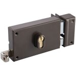 Serrure monopoint en applique coffre horizontale  tirage profil europen marron droite ? vachette - ...