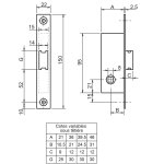Serrure monopoint  larder profil troit pne demi - tour seul petit coffre srie 20 largeur 21mm droite ...