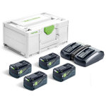 Set nergie sys 18v 4 batteries 5ah + chargeur tcl 6 duo en coffret systainer sys3 - festool - 577709 ...